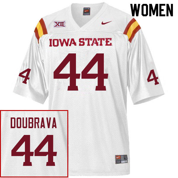 Women #44 Mason DouBrava Iowa State Cyclones College Football Jerseys Sale-White